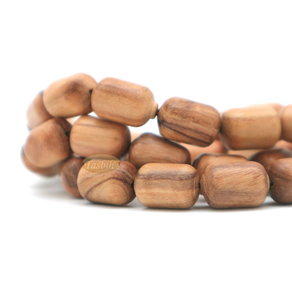 Brown Olive Wood Tasbih 9×12 mm Cylinder Design 33-Ct Handmade Prayer Dhikr Beads
