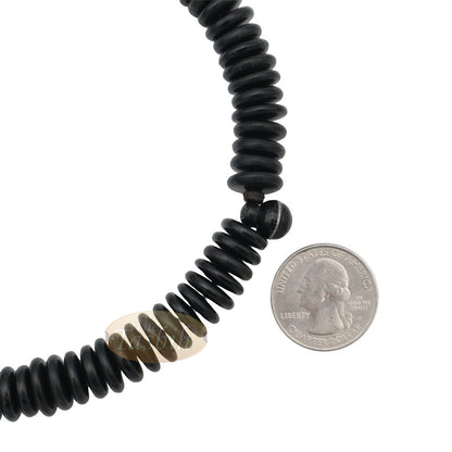Black Wood Disc-Shaped Prayer Beads Tasbih – Handcrafted 3×11 mm 99-beads Carved Alif