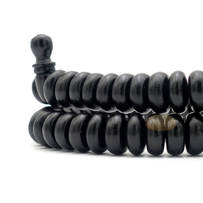 Black Wood Disc Prayer Beads Tasbih Handcrafted 7x17 mm 99-beads Carved Alif