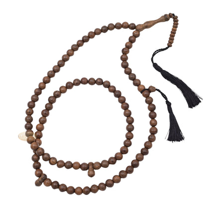 Natural Johar Tasbih 99 Ct Round 10 mm Beads with Black Tassels