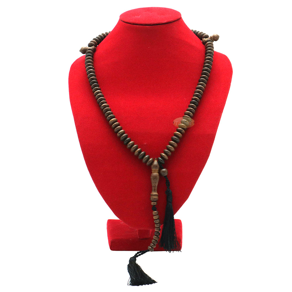 Tasbih Muslim Alami Johar Wenge Kayu Buatan Tangan 10x5 mm 99 Butir Misbaha Oval Datar