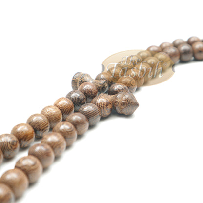 Wooden Islamic Prayer Beads – Natural Johar Tasbih 99 Ct Round 8mm Beads With Black Tassels