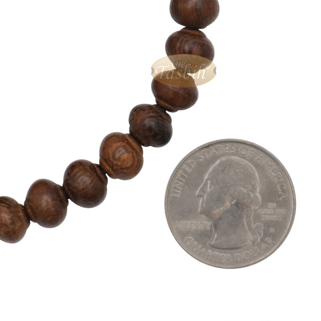 Wooden Islamic Prayer Beads – Natural Johar Asian Wenge Wood Tasbih 99ct Contoured 8x7mm Beads with Black Tassels in GIFT BOX