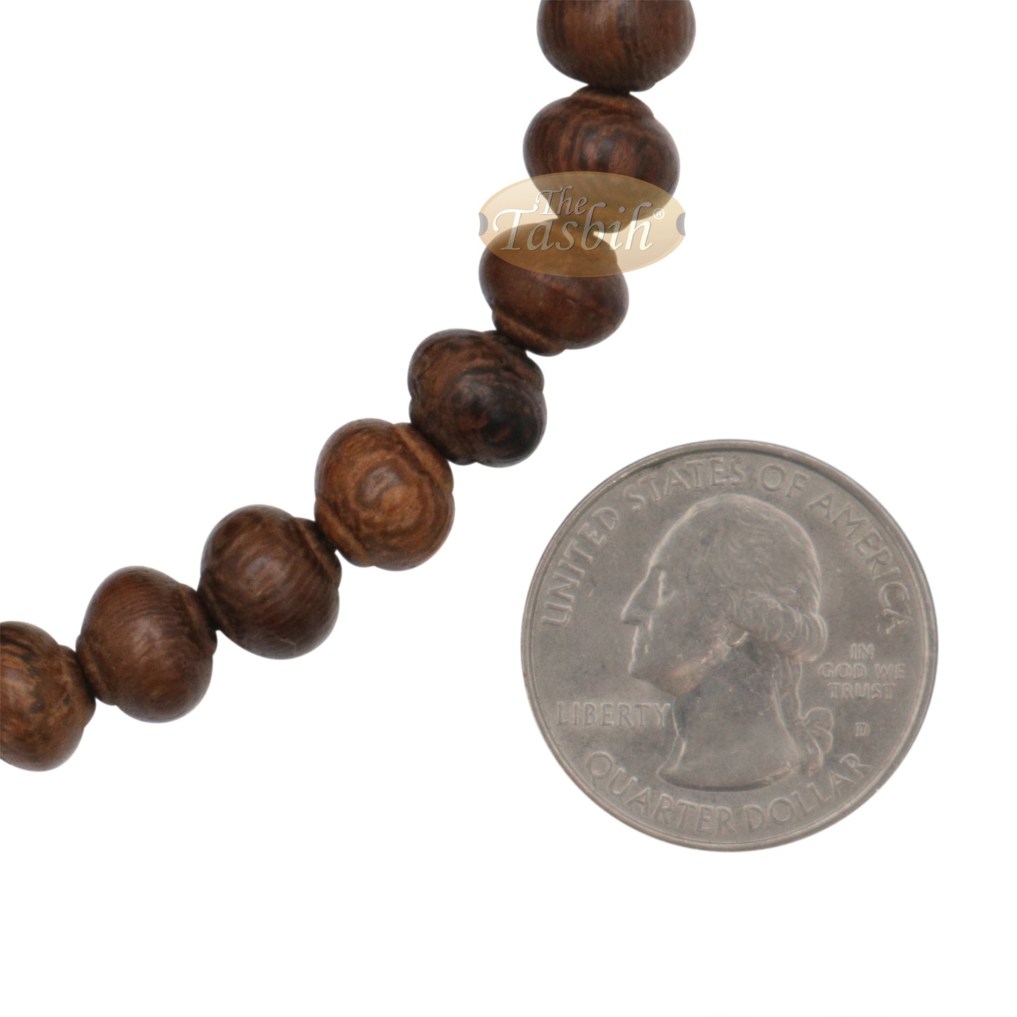Wooden Islamic Prayer Beads - Natural Johar Asian Wenge Wood Tasbih 99 count Contoured 8x7 mm Beads with Black Tassels In Gift Box By