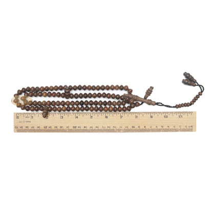 Wooden Islamic Prayer Beads – Natural Johar Wood Tasbih 99 count Contoured Beads In Gift Box By