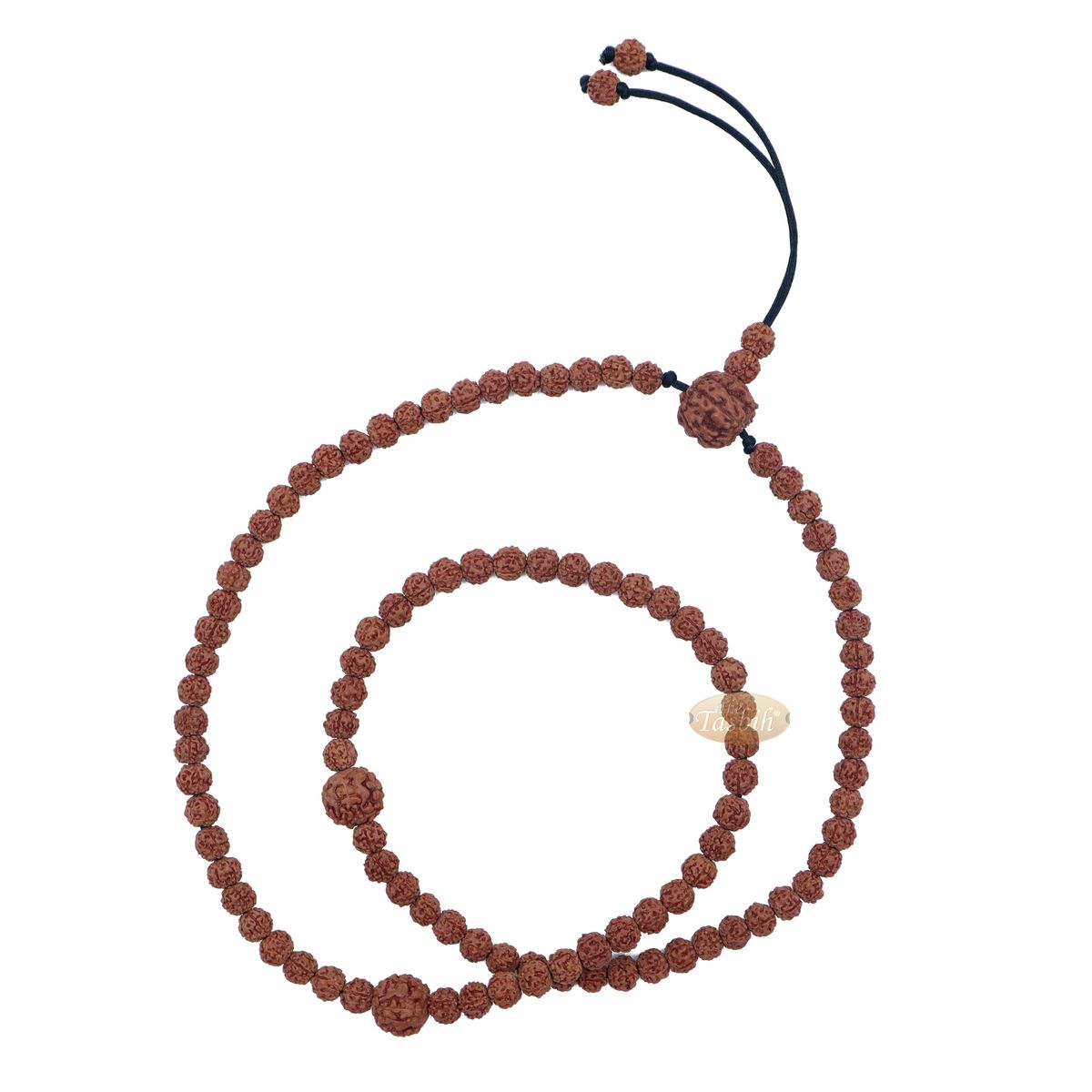 Islamic Prayer Small 6.5 mm Jenitri Seed Tasbih with 99 Beads On Black Satin Cord and 13 mm Divider