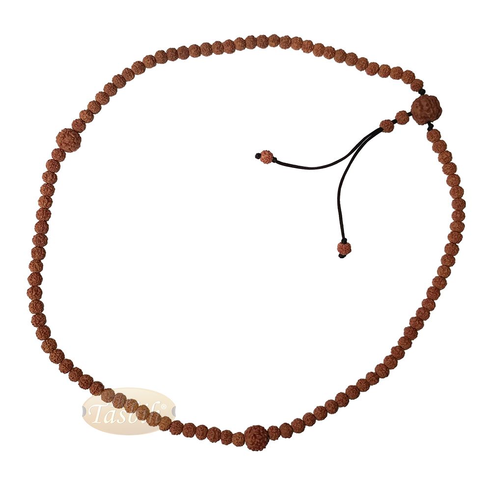 Islamic Prayer Small 7 mm Jenitri Seed Tasbih with 99 Beads On Black Satin Cord 10 mm Divider