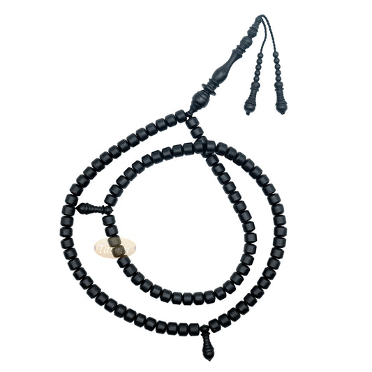 Black Wood 9x11 mm Short Barrel 99-Bead Islamic Tasbih with Dual Counter
