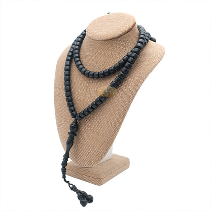 Black Wood 9x11 mm Short Barrel 99-Bead Islamic Tasbih with Dual Counter