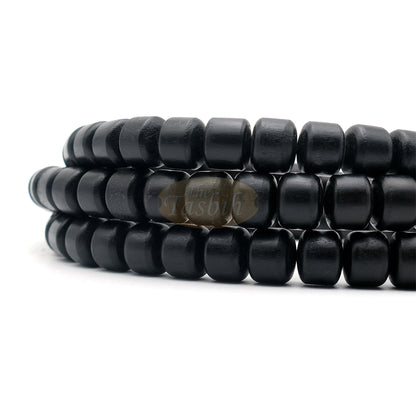 Black Wood 9x11 mm Short Barrel 99-Bead Islamic Tasbih with Dual Counter