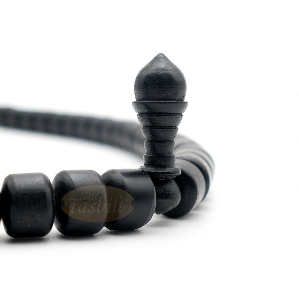 Black Wood 9x11 mm Short Barrel 99-Bead Islamic Tasbih with Dual Counter