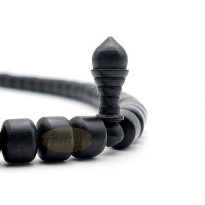 Black Wood 9x11 mm Short Barrel 99-Bead Islamic Tasbih with Dual Counter