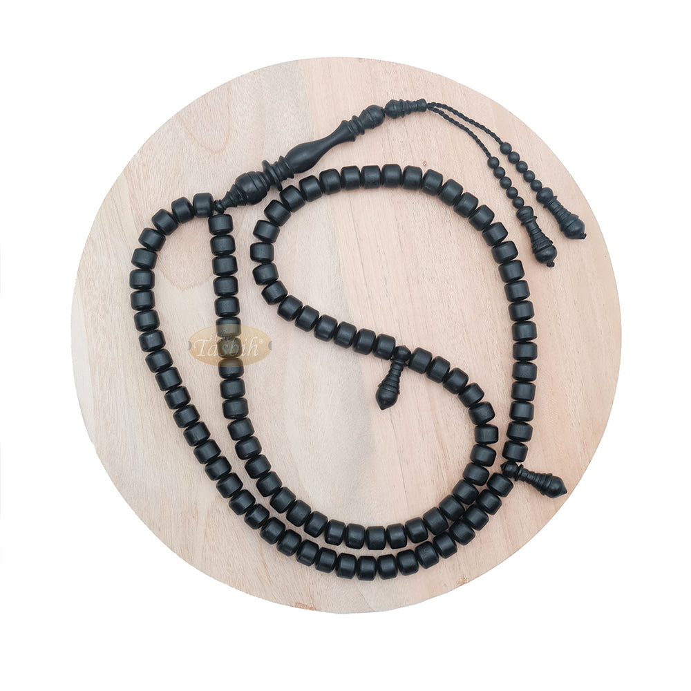 Black Wood 9x11 mm Short Barrel 99-Bead Islamic Tasbih with Dual Counter