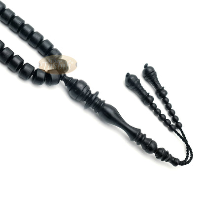Black Wood 9x11 mm Short Barrel 99-Bead Islamic Tasbih with Dual Counter