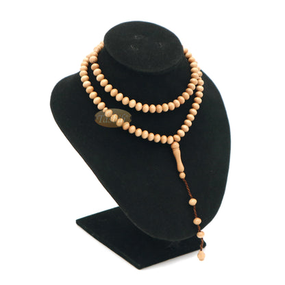 Tasbih Muslim Kayu - Butiran Oval Meruncing Coklat Muda 99-Ct Turki 7X8mm