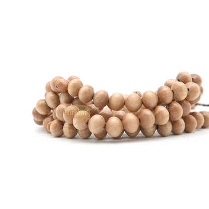 Wooden Muslim Tasbih – Light Brown Tapered Oval Beads 99-Ct Turkish 7×8 mm Stops