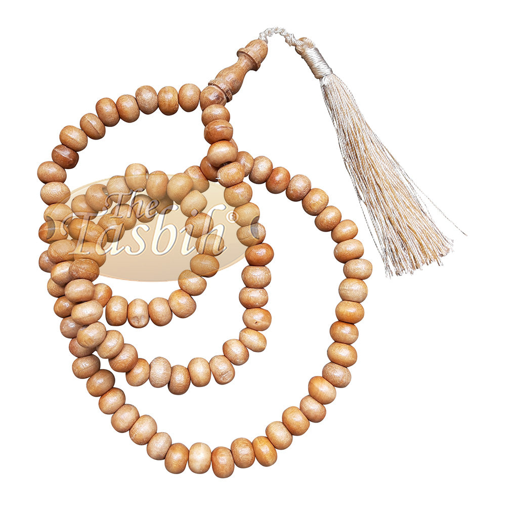 Low-price Handcrafted Brown Rustic Coffee Wood Tasbih Prayer Beads With Strong Soft Tassels