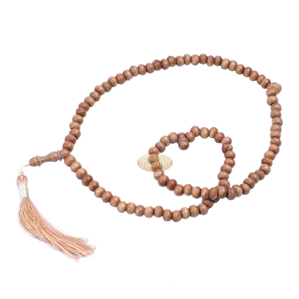 Low-price Handcrafted Brown Rustic Coffee Wood Tasbih Prayer Beads With Strong Soft Tassels