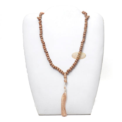 Low-Price Handcrafted Brown Rustic Coffee Wood Tasbih Prayer Beads With Strong Soft Tassels