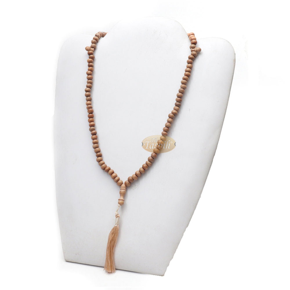 Low-Price Handcrafted Brown Rustic Coffee Wood Tasbih Prayer Beads With Strong Soft Tassels