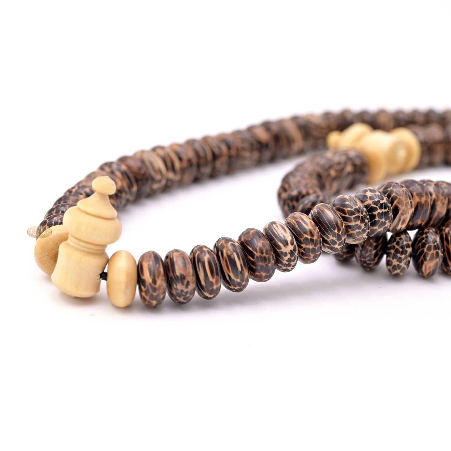 Premium Lieuwung Wood Tasbih 99ct - Natural Dark Brown 5x11mm Oval-shaped Wooden Beads