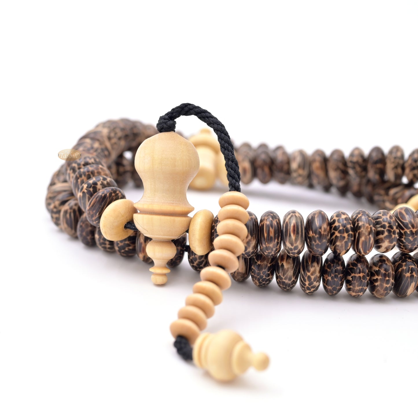 Premium Lieuwung Wood Tasbih 99ct - Natural Dark Brown 5x11mm Oval-shaped Wooden Beads