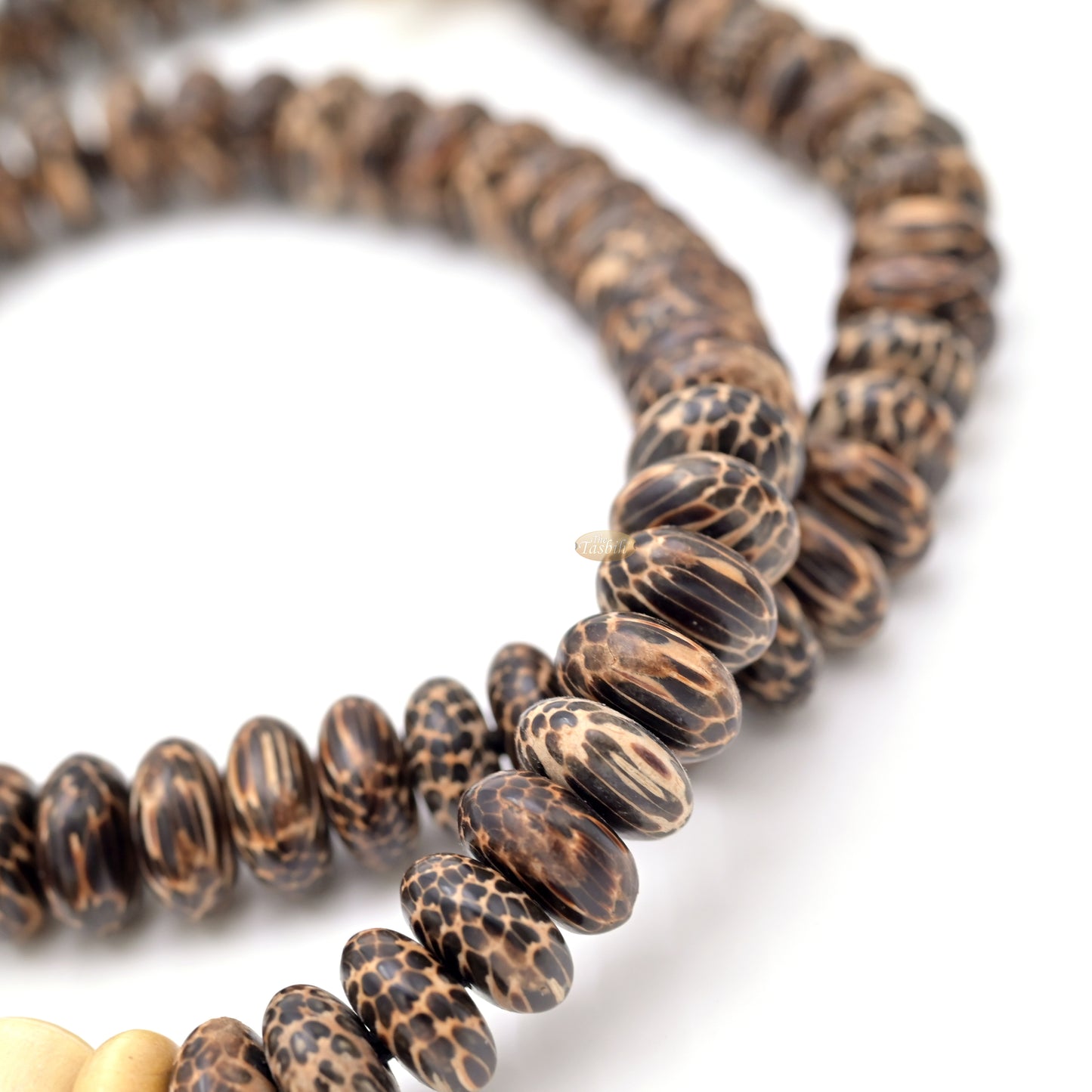 Premium Lieuwung Wood Tasbih 99ct - Natural Dark Brown 5x11mm Oval-shaped Wooden Beads