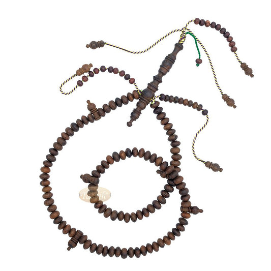 Brown Tijani 10 mm Handmade Johar Wood Oval-shaped Bead Tasbih LIMITED EDITION