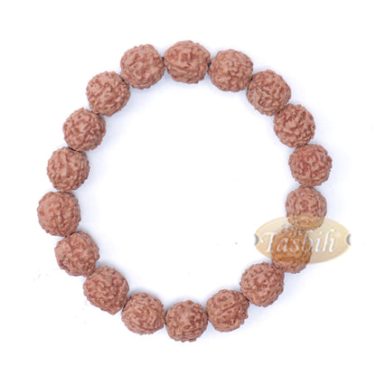 Rudraksha Beaded Bracelet – 10mm Jenitri Seed Healing Prayer Beads With 19 Beads On Elastic Cord