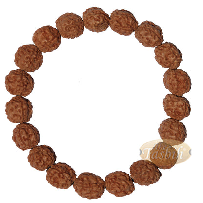 Rudraksha Beaded Bracelet – 10mm Jenitri Seed Healing Prayer Beads With 19 Beads On Elastic Cord