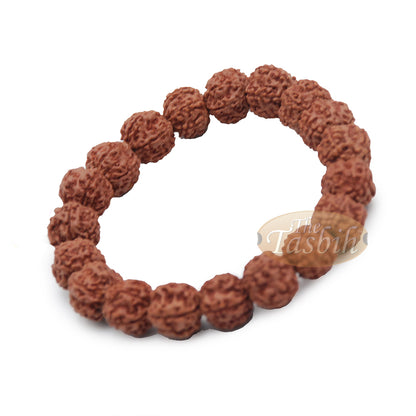 Rustic Exotic Handmade Bracelet Jenitri Rudraksha Seed 12mm With 19 Beads On Black Elastic Cord Unisex