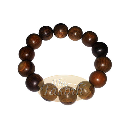 Extra-Large Genuine Agarwood (Oud, Aloeswood) Beaded 14mm Bracelet With Elastic