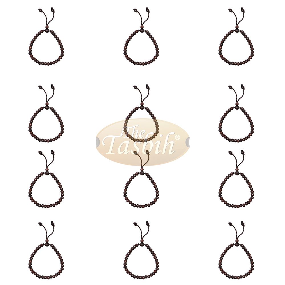 Lot of 12 Tasbih Bracelet Handmade 33 Count Adjustable 5.5×6.5 mm Tamarind Wood