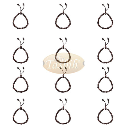 Lot of 12 Tasbih Bracelet Handmade 33 Count Adjustable 5.5×6.5 mm Tamarind Wood