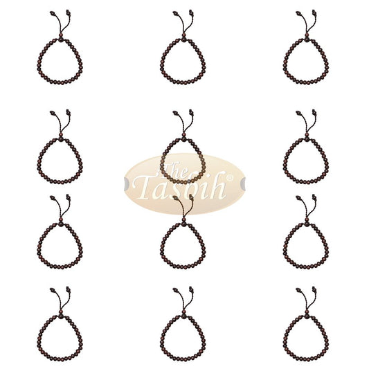 Lot of 12 Tasbih Bracelet Handmade 33 Count Adjustable 5.5×6.5 mm Tamarind Wood