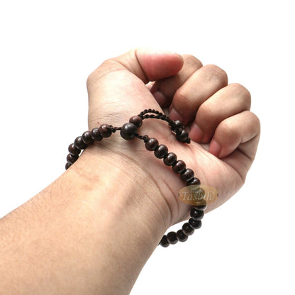 Lot of 12 Tasbih Bracelet Handmade 33 Count Adjustable 5.5×6.5 mm Tamarind Wood