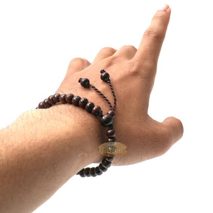 Tasbih Bracelet Handmade 33-Count Adjustable 5.5x6.5 mm Tamarind Wood Beads