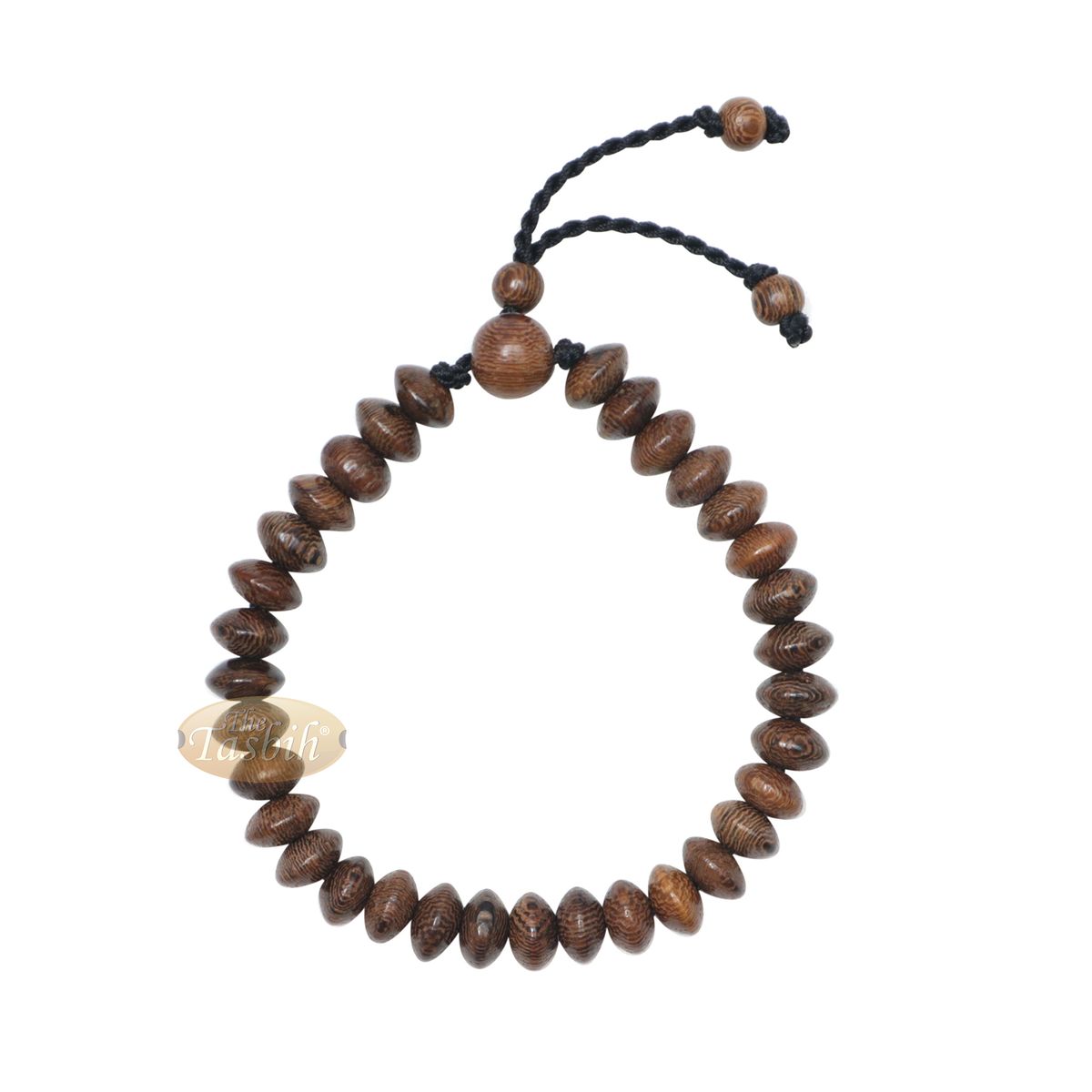 Johar Wood 33-Bead Elastic String Saucer-Shape 9×6 mm Prayer Bead Bracelet