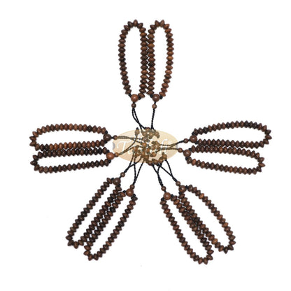 Johar Wood 33-Bead Elastic String Saucer-Shape 9×6 mm Prayer Bead Bracelet