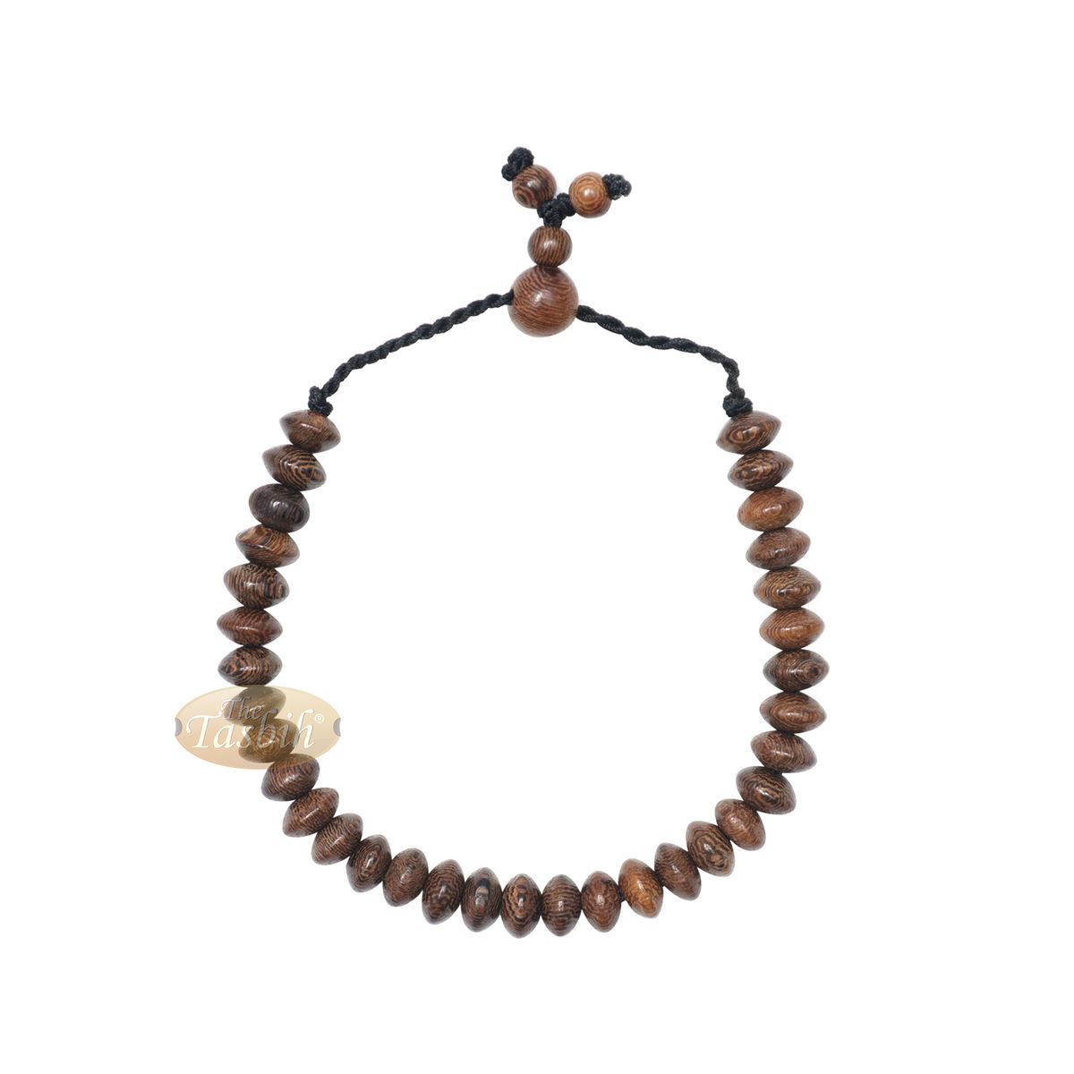 Johar Wood 33-Bead Elastic String Saucer-Shape 9×6 mm Prayer Bead Bracelet