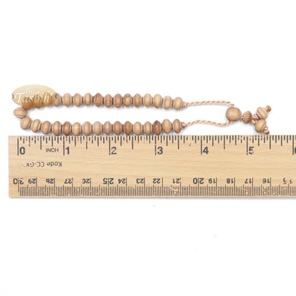 Small Handmade Adjustable Contoured-Bead Sandalwood Prayer Bead Tasbih Bracelet 33-Beads