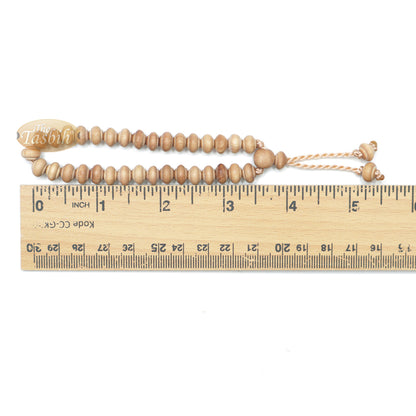 Small Handmade Adjustable Contoured-Bead Sandalwood Prayer Bead Tasbih Bracelet 33-Beads