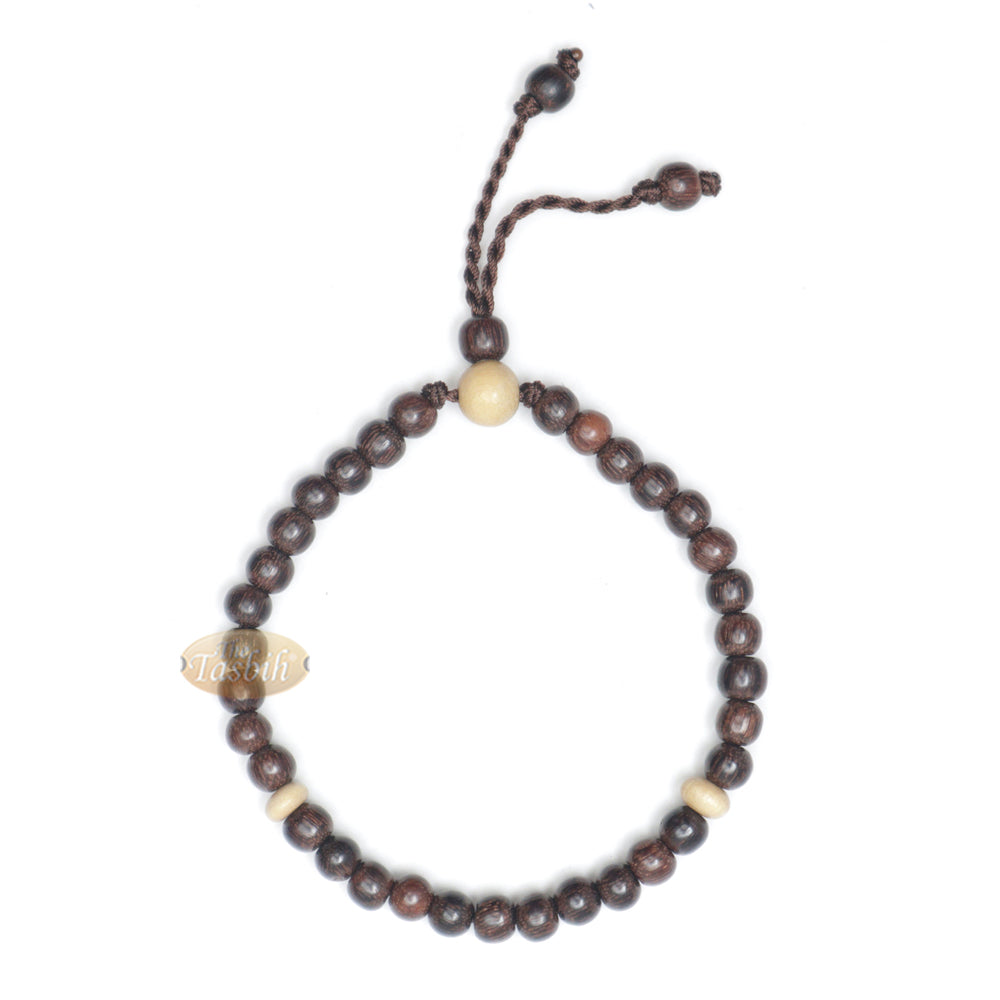Small 6 mm Tamarind Tasbih Bracelet with Citrus Wood 33Ct Prayer Beads (7 to 8.5”)