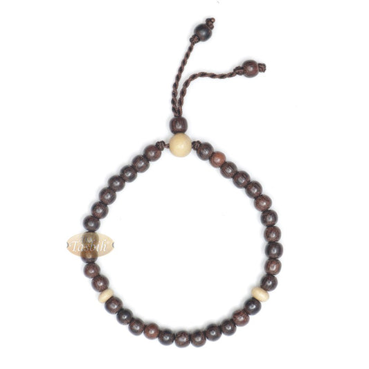Small 6 mm Tamarind Tasbih Bracelet with Citrus Wood 33Ct Prayer Beads (7 to 8.5”)