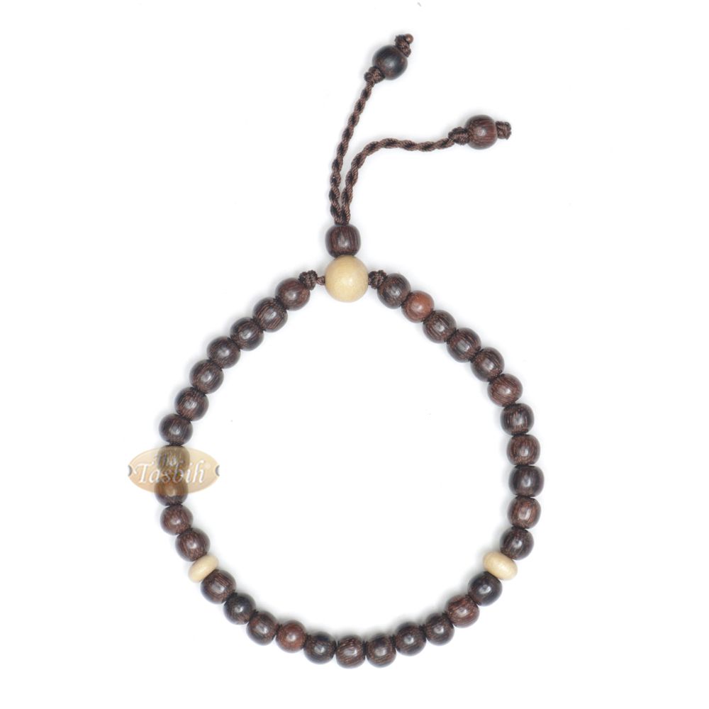 Small 6 mm Tamarind Tasbih Bracelet with Citrus Wood 33Ct Prayer Beads (7 to 8.5”)