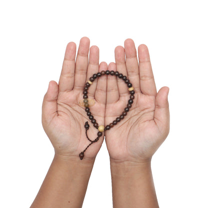 Small 6mm Tamarind Tasbih Bracelet With Citrus Wood 33Ct Prayer Beads (7 To 8.5”)