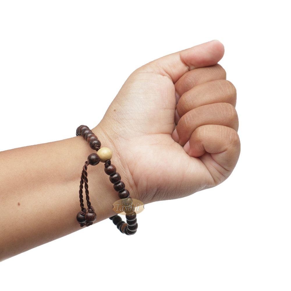 Small 6 mm Tamarind Tasbih Bracelet with Citrus Wood 33Ct Prayer Beads (7 to 8.5”)