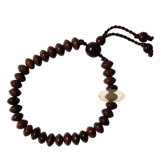 Handcrafted 9X6-mm Tamarind Wood 33-Beads Saucer-Shape Prayer Tasbih Bracelet