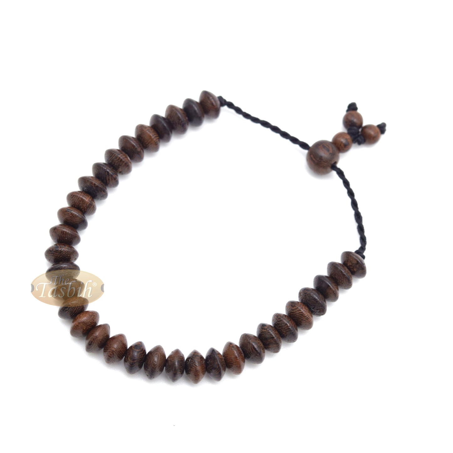 Handcrafted 9X6-mm Tamarind Wood 33-Beads Saucer-Shape Prayer Tasbih Bracelet