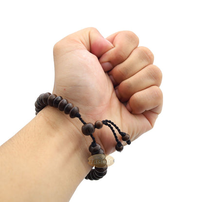 Handcrafted 9×6 mm Tamarind Wood 33-Beads Saucer-Shape Prayer Tasbih Bracelet